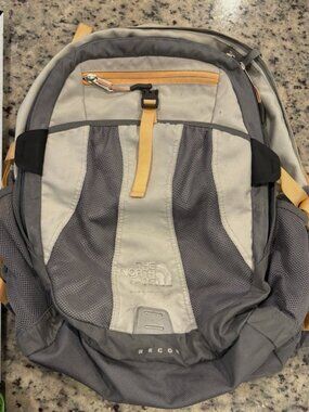 The North Face Recon Backpack Gray/light Orange Hiking School Laptop Pack